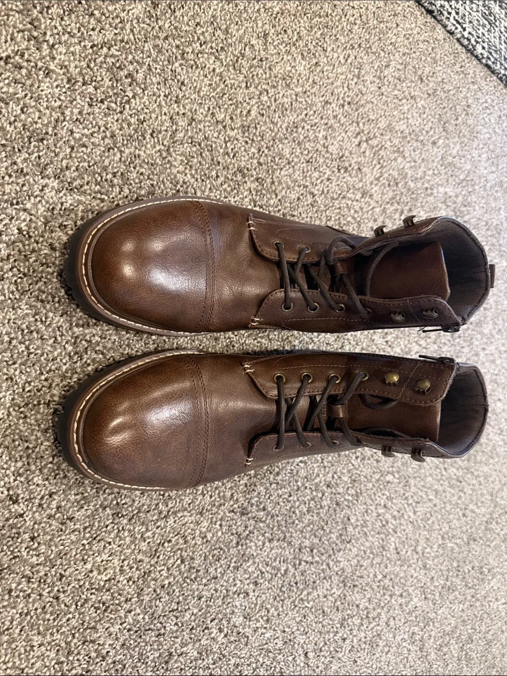 Men's Brown Leather Lace-Up Boots